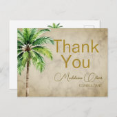 Carte Postale Aquarelle de palmier Merci tropical (Devant / Derrière)