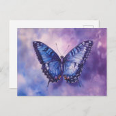 Carte Postale Aquarelle de papillon pourpre (Devant / Derrière)