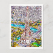 Carte Postale Aquarelle de Paris France (Devant)
