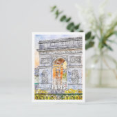 Carte Postale Aquarelle de Paris France (Debout devant)