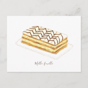 Carte Postale Aquarelle de pâtisserie de feuille de ille