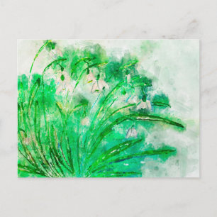 Carte Postale Aquarelle de perce-neige. Aquarelle de fleurs pein