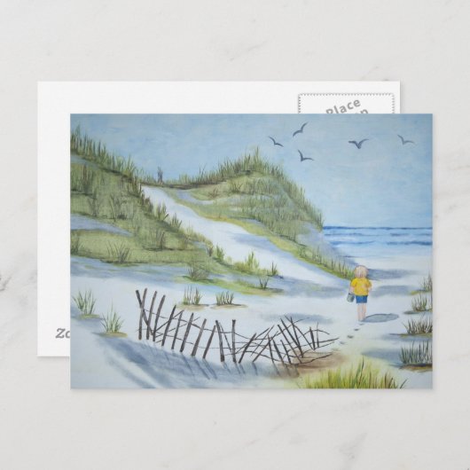 Carte Postale Aquarelle de plage (Devant / Derrière)