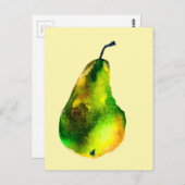 Carte Postale Aquarelle de poire verte fruit (Devant / Derrière)