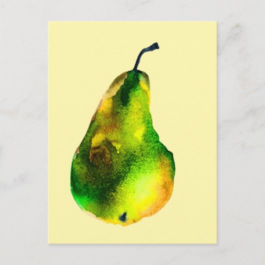 Carte Postale Aquarelle de poire verte fruit (Devant)