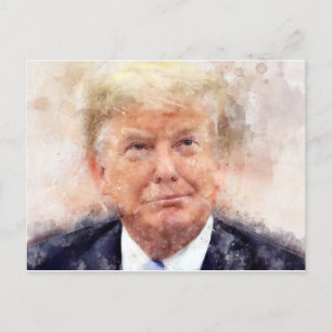Carte Postale Aquarelle de portrait souriant Donald Trump