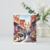 Carte Postale Aquarelle de rue Maroc (Debout devant)