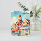 Carte Postale Aquarelle de San Diego Coronado (Debout devant)