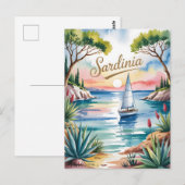 Carte Postale Aquarelle de Sardaigne (Devant / Derrière)