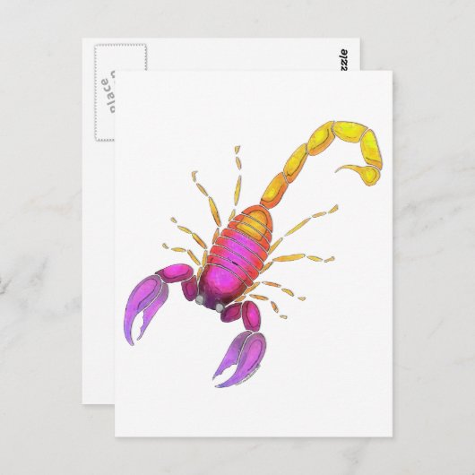Carte Postale Aquarelle de scorpion (Devant / Derrière)