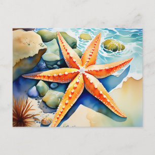 Carte Postale Aquarelle de sérénité Starfish
