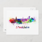Carte Postale Aquarelle de Stockholm (Devant / Derrière)