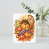 Carte postale aquarelle de Thanksgiving Cornucopia (Debout devant)