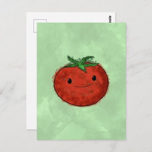 Carte Postale Aquarelle de tomate mignonne (Devant / Derrière)