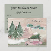 Carte Postale Aquarelle de vacances à la mode en Plum et vert (Devant / Derrière)