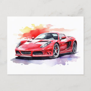 Carte Postale Aquarelle de voiture