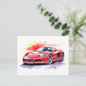 Carte Postale Aquarelle de voiture (Debout devant)