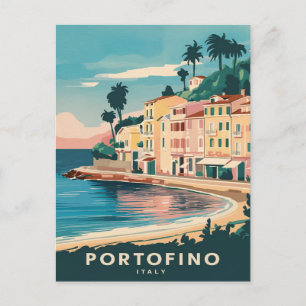 Carte Postale Aquarelle de voyage de Portofino Italie