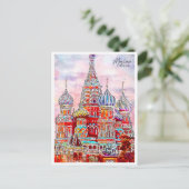 Carte Postale Aquarelle de voyage vintage Moscou Russie (Debout devant)