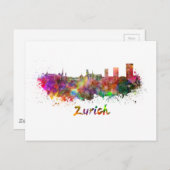 Carte Postale Aquarelle de Zurich (Devant / Derrière)