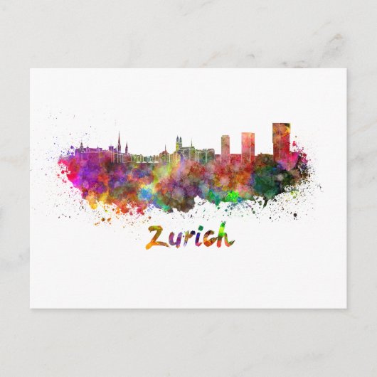 Carte Postale Aquarelle de Zurich (Devant)