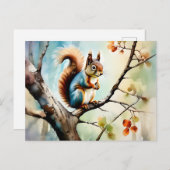 Carte Postale Aquarelle d'écureuil Nature (Devant / Derrière)