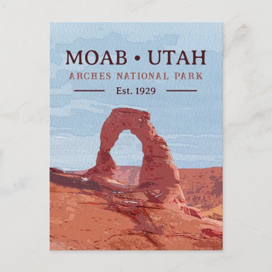 Carte Postale Aquarelle Delicate Arch Moab Utah National Park (Devant)