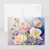 Carte Postale Aquarelle délicate Lisianthus Fleurs (Devant / Derrière)