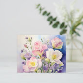 Carte Postale Aquarelle délicate Lisianthus Fleurs (Debout devant)