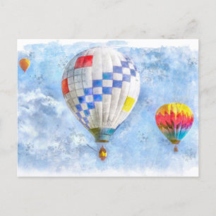 Carte Postale Aquarelle des ballons à air chaud