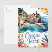 Carte Postale Aquarelle des Cinque Terre (Devant / Derrière)