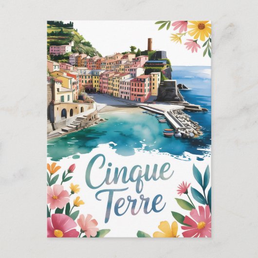 Carte Postale Aquarelle des Cinque Terre (Devant)