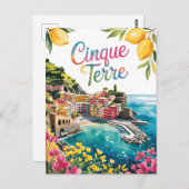 Carte Postale Aquarelle des Cinque Terre (Devant / Derrière)