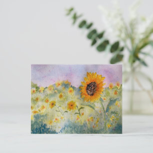 Carte Postale Aquarelle des fleurs de soleil