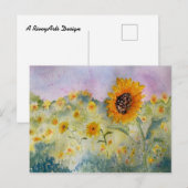 Carte Postale Aquarelle des fleurs de soleil (Devant / Derrière)