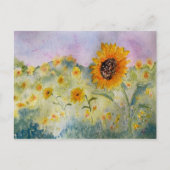 Carte Postale Aquarelle des fleurs de soleil (Devant)