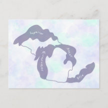 Carte postale aquarelle des Grands Lacs du Michiga