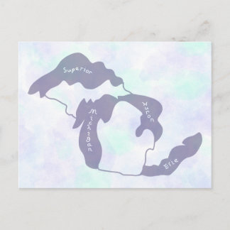 Carte postale aquarelle des Grands Lacs du Michiga
