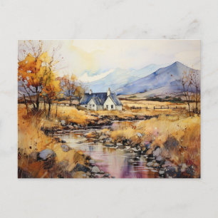 Carte postale aquarelle des Highlands écossais en