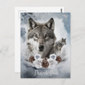 Carte Postale Aquarelle des loups hiver (Devant / Derrière)