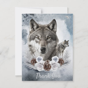 Carte Postale Aquarelle des loups hiver
