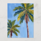 Carte Postale Aquarelle des palmiers Tropical (Devant)