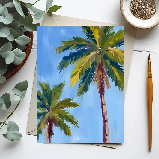 Carte Postale Aquarelle des palmiers Tropical