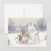 Carte Postale Aquarelle d'hiver Créatures de vacances (Devant / Derrière)