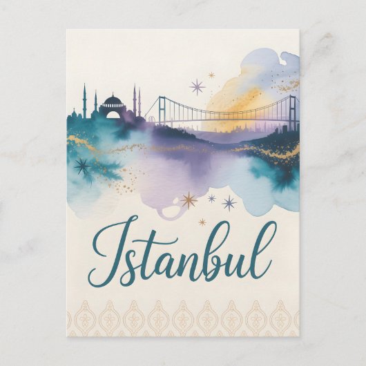 Carte Postale Aquarelle d'Istanbul (Devant)
