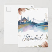 Carte Postale Aquarelle d'Istanbul (Devant / Derrière)