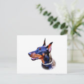 Carte Postale Aquarelle Doberman Pinscher (Debout devant)