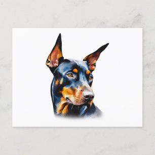 Carte Postale Aquarelle Doberman Pinscher