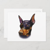 Carte Postale Aquarelle Doberman Pinscher (Devant / Derrière)