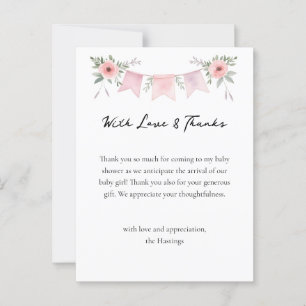 Carte Postale Aquarelle d'oie soie fille Merci Baby shower